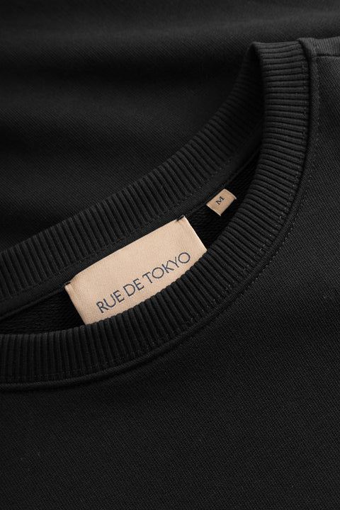 Rue de Tokyo TIM CREWNECK BLACK SWEATSHIRTS BLACK WITH OFF WHITE LOGO