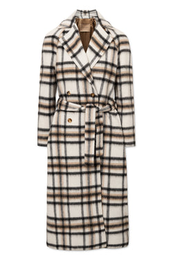 Rue de Tokyo CABRINA CHECK HEAVY WOOL COATS LIGHT GREY BLACK CHECK