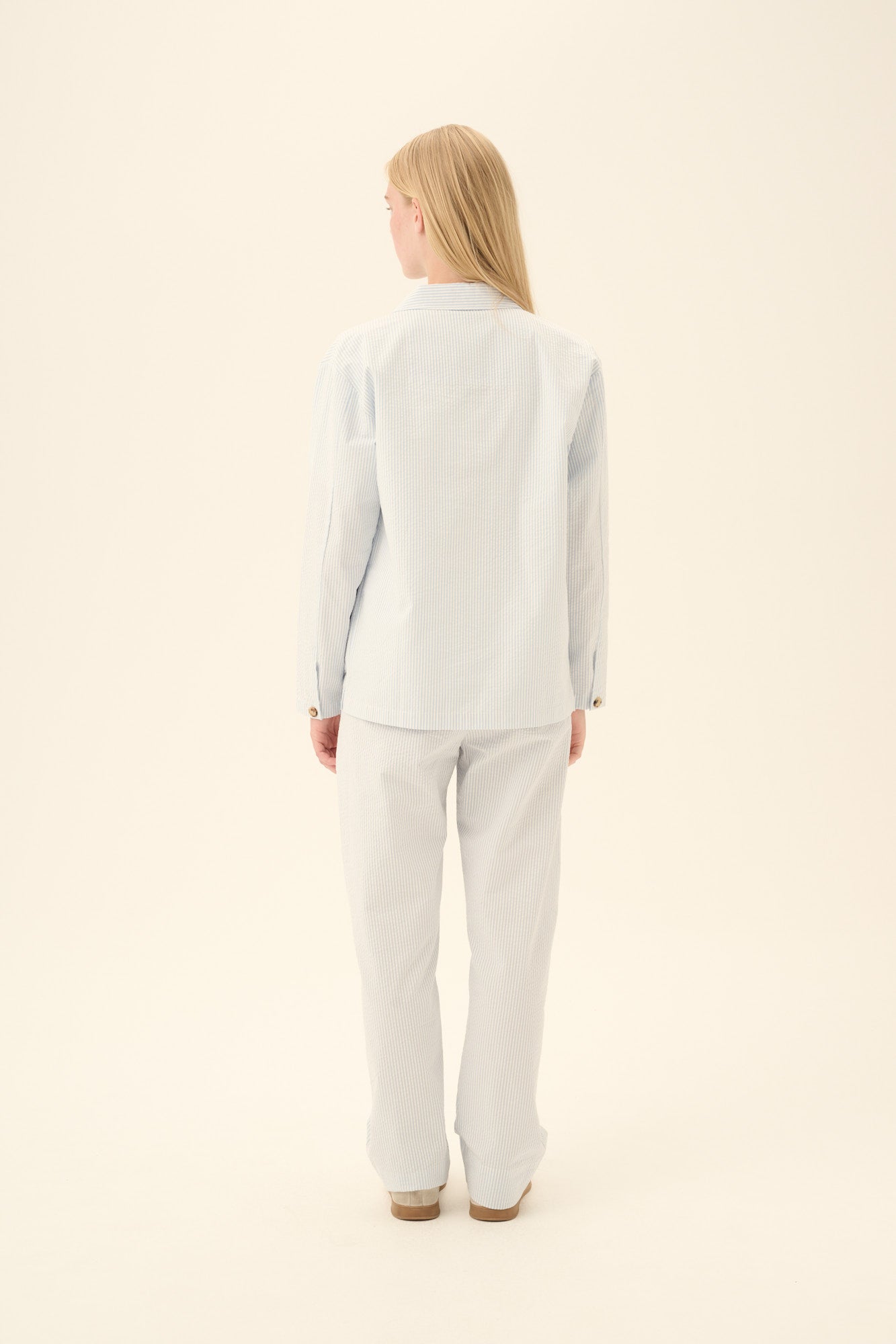 Rue de Tokyo CAMERON HEAVY SEERSUCKER STR Jackets LIGHT BLUE STRIPE