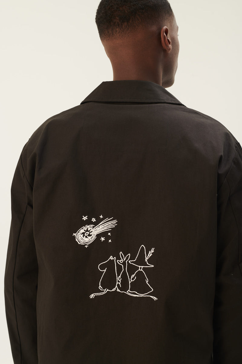 Rue de Tokyo CAMERON MOOMIN COTTON TWILL JACKETS BLACK WHITE EMBROIDERY