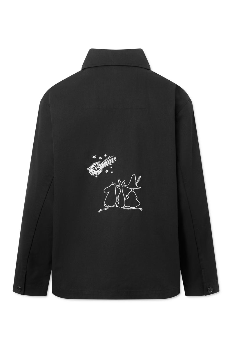 Rue de Tokyo CAMERON MOOMIN COTTON TWILL JACKETS BLACK WHITE EMBROIDERY