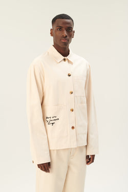 Rue de Tokyo CAMERON MOOMIN COTTON TWILL JACKETS IVORY BLACK EMBROIDERY