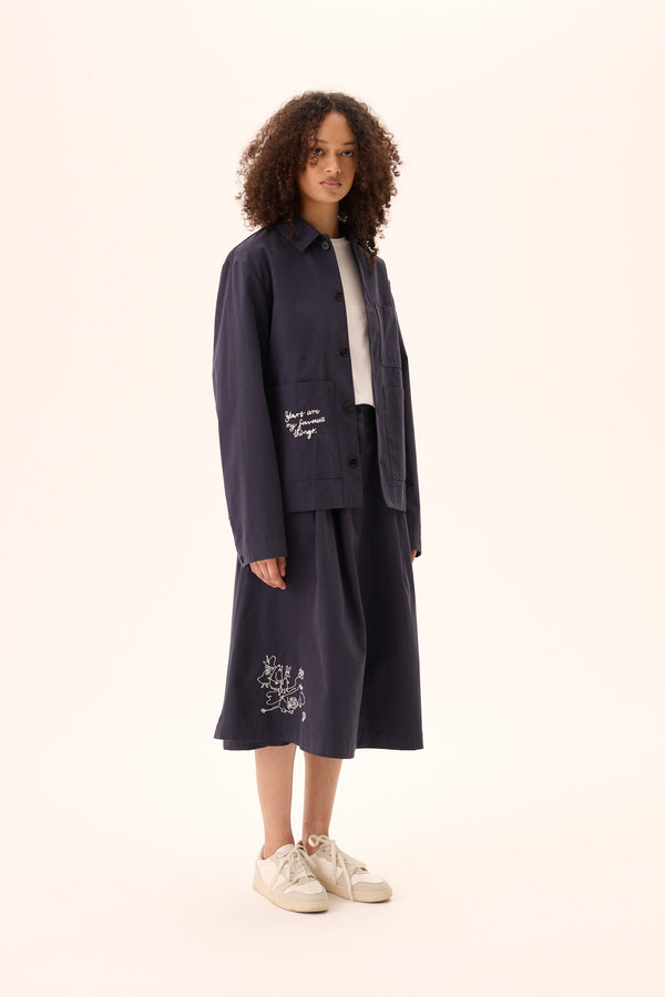 Rue de Tokyo CAMERON MOOMIN COTTON TWILL JACKETS NAVY CHALK EMBROIDERY