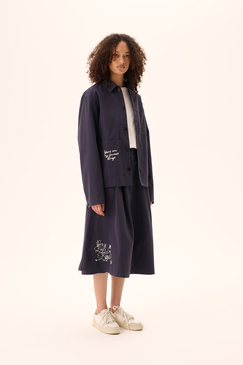 Rue de Tokyo CAMERON MOOMIN COTTON TWILL JACKETS NAVY CHALK EMBROIDERY