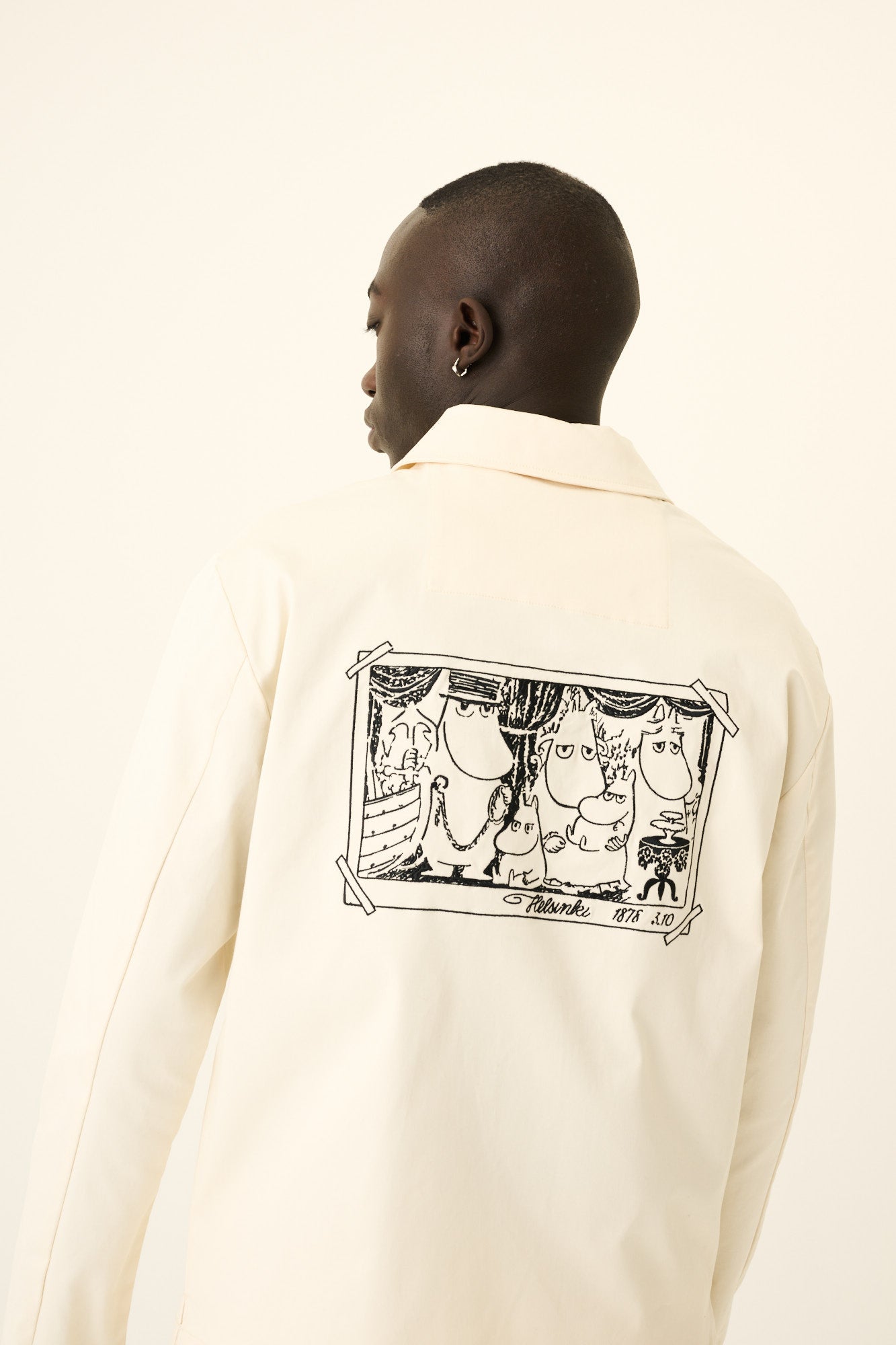 Rue de Tokyo CAMERON MOOMIN TWILL EMBROIDERY Jackets OFF WHITE WITH BLACK EMBROIDERY