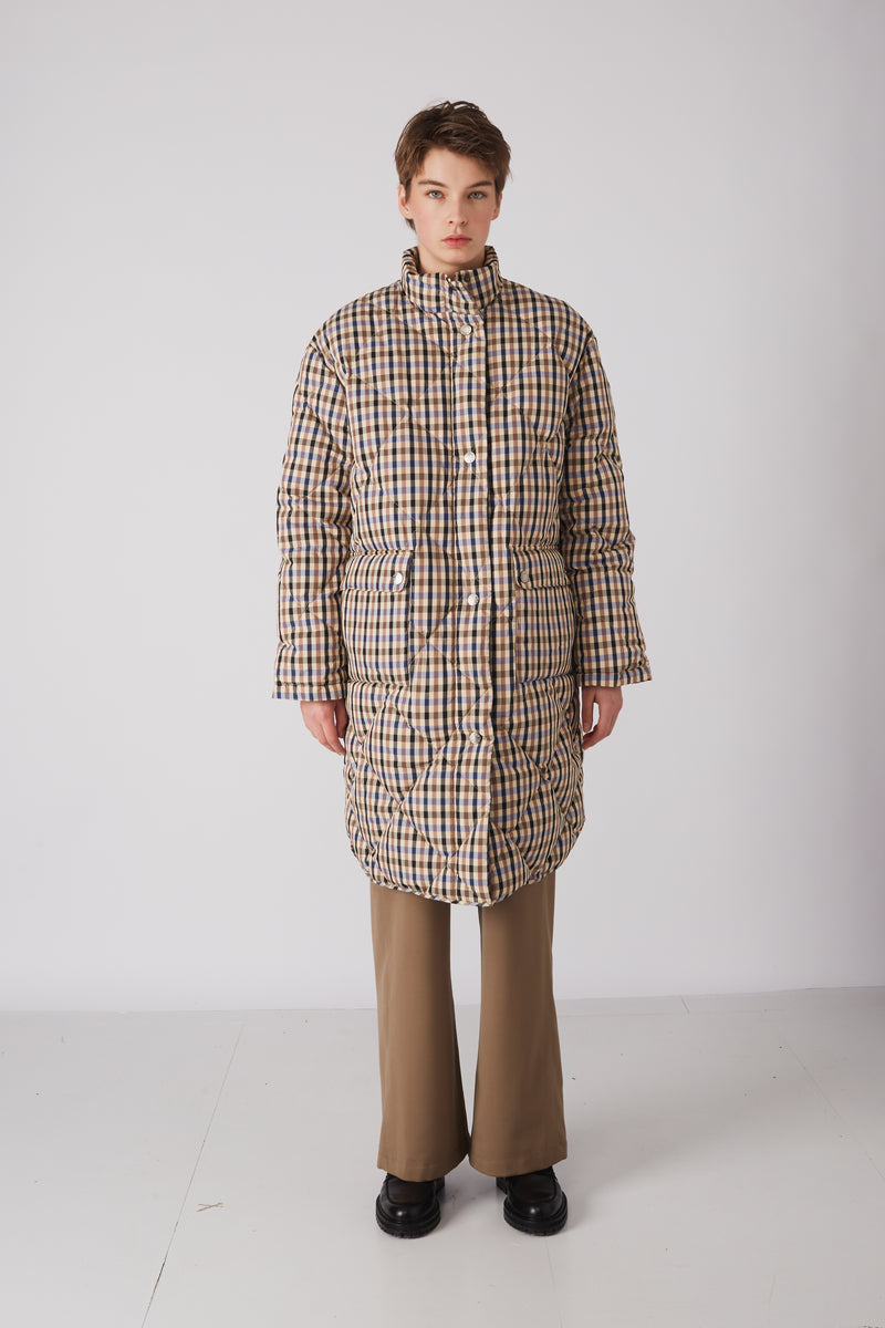 Rue de Tokyo CAMILLE COAT BLUE BROWN CHECK COATS BLUE BROWN CHECK
