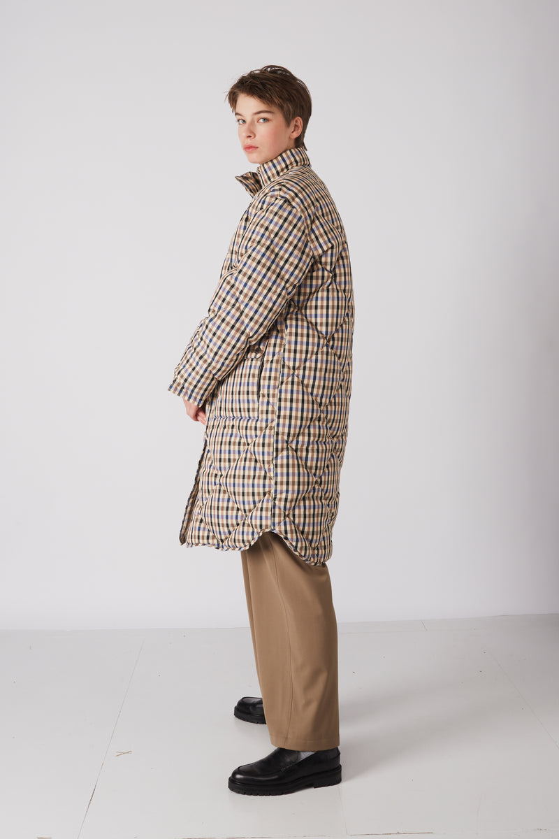 Rue de Tokyo CAMILLE COAT BLUE BROWN CHECK COATS BLUE BROWN CHECK
