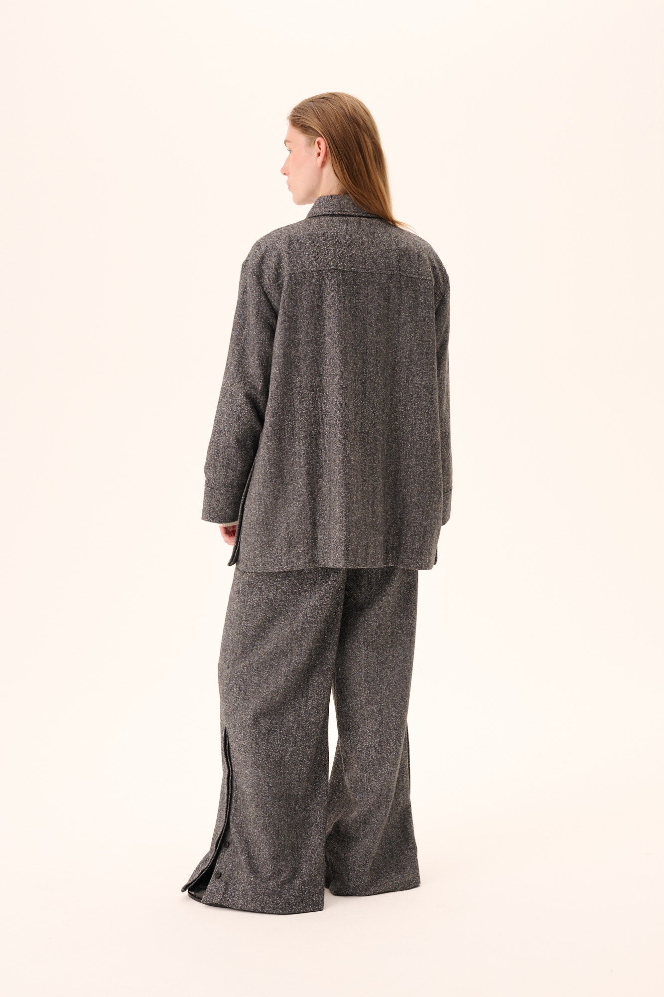 Rue de Tokyo CAMI HERRINGBONE BOUCLE Shirts BLACK/WHITE