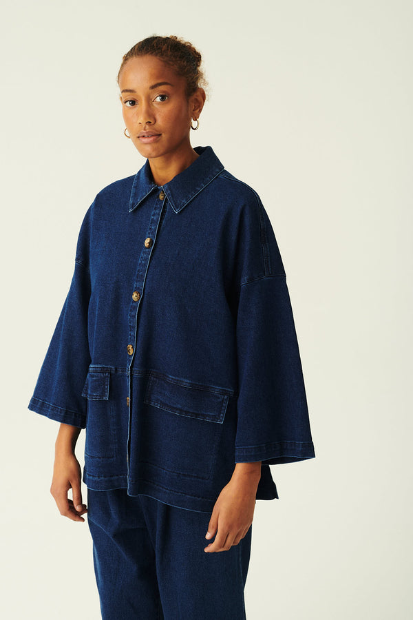 Rue de Tokyo CASSY GARMENT WASHED DENIM JACKETS DARK INDIGO