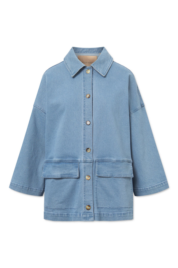 Rue de Tokyo CASSY GARMENT WASHED DENIM JACKETS LIGHT INDIGO