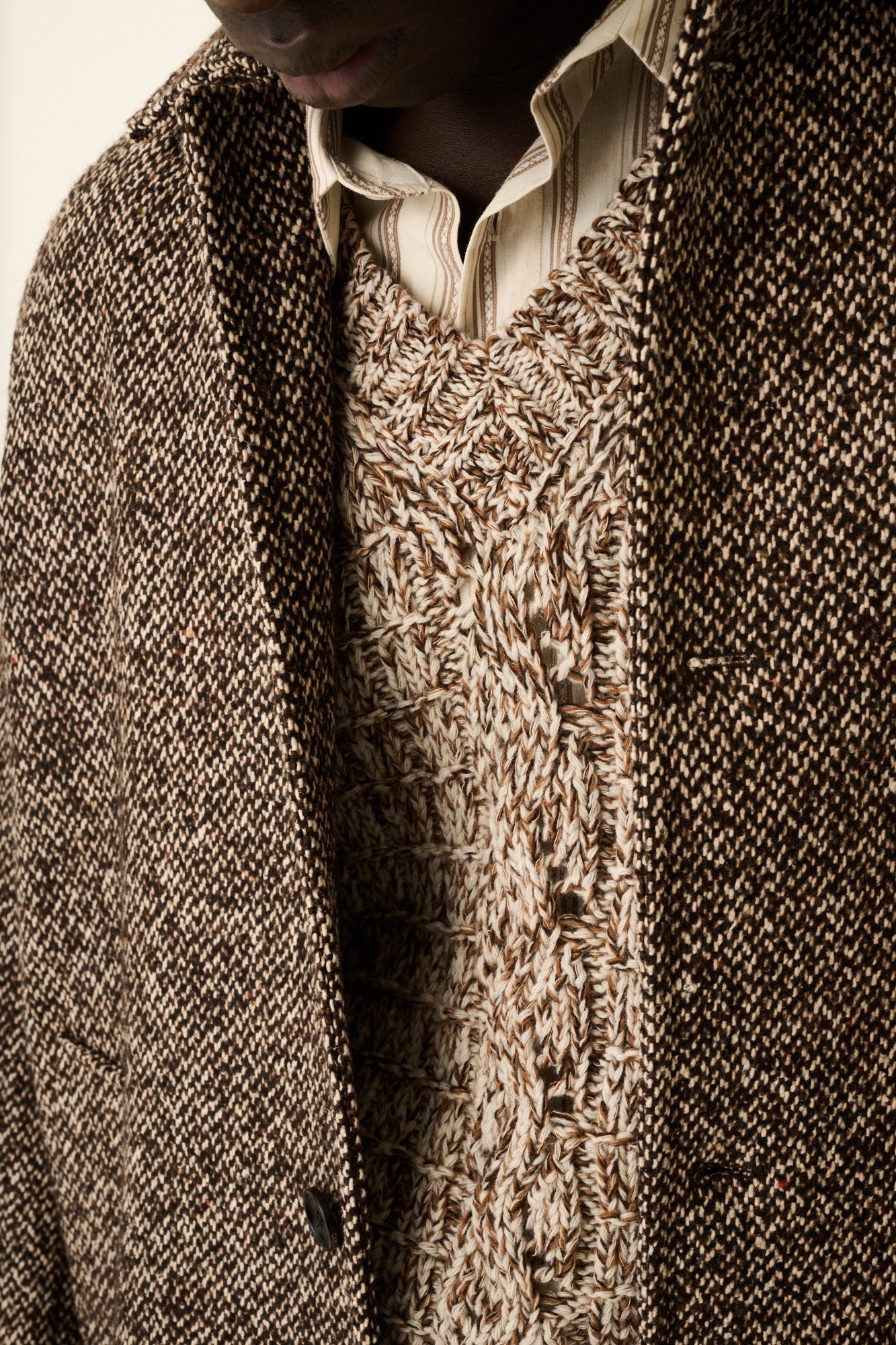 Rue de Tokyo CASS TWEED WOOL BLEND Outerwear DARK BROWN BEIGE