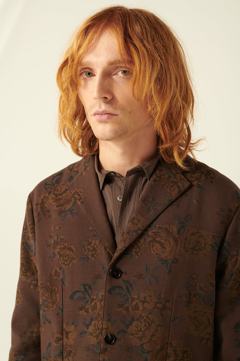 Rue de Tokyo CEDRIC JAPANESE FLOWER JACQUARD JACKETS BROWN