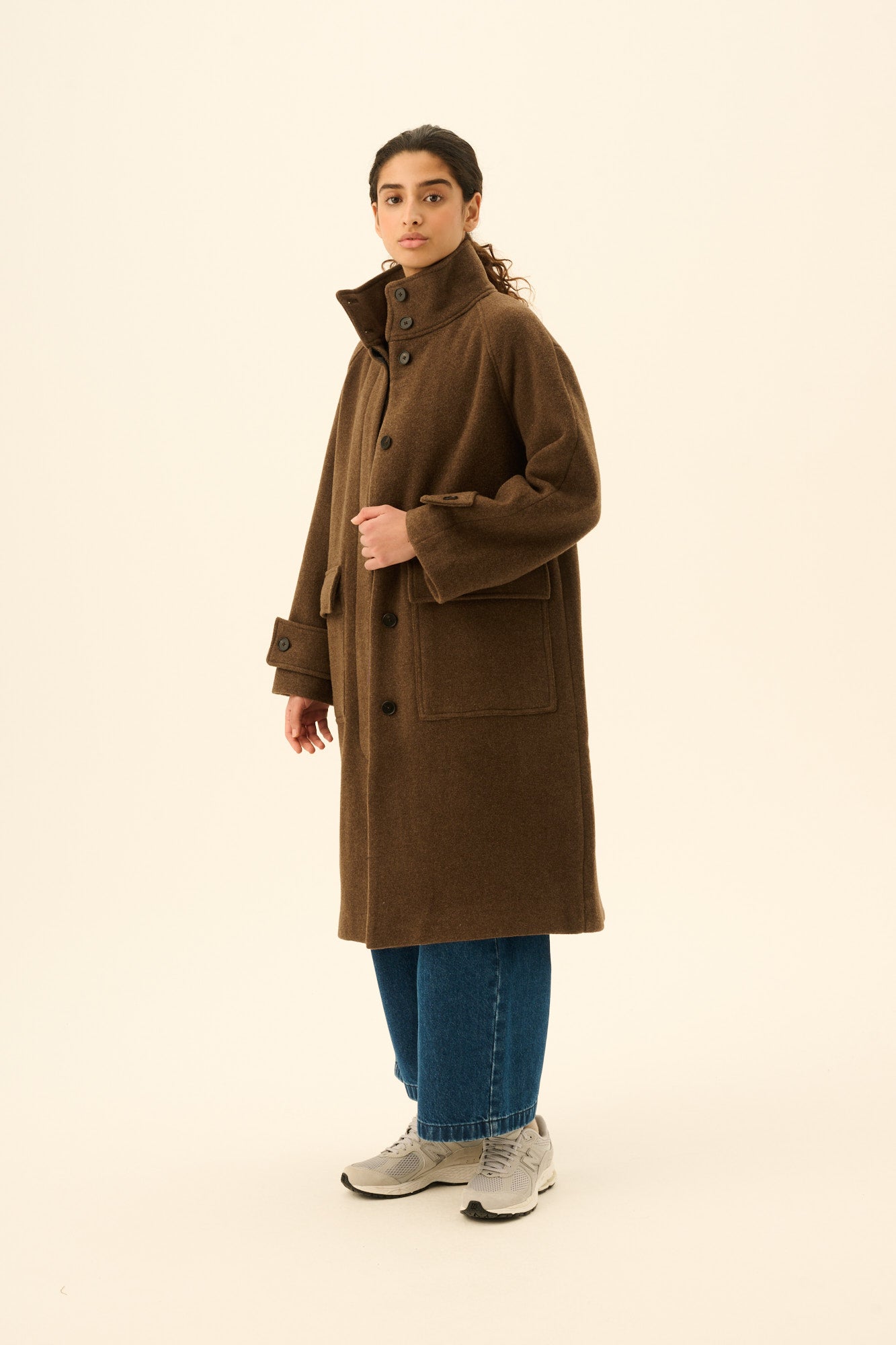 Rue de Tokyo CHIHARU HEAVY WOOL Coats Brown Melange
