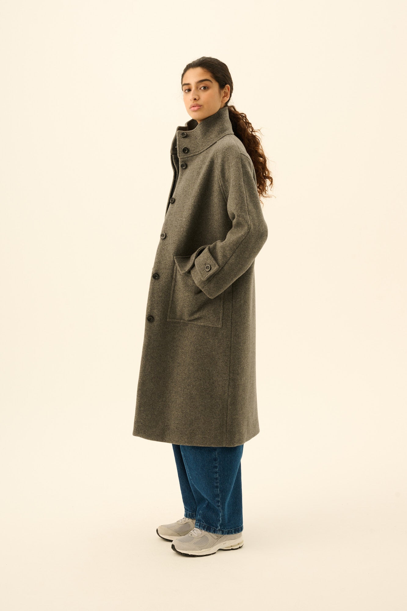 Rue de Tokyo CHIHARU HEAVY WOOL Coats GREY MELANGE