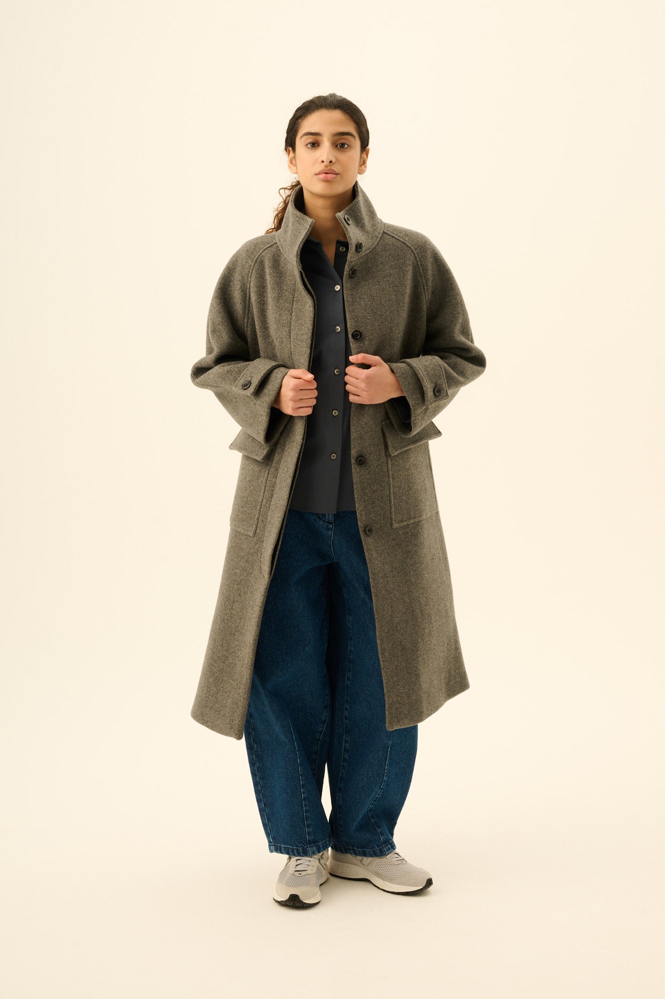 Rue de Tokyo CHIHARU HEAVY WOOL Coats GREY MELANGE