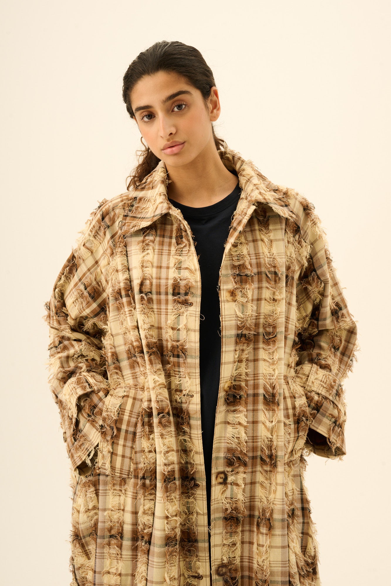 Rue de Tokyo CHIHARU HEAVY WOOL Coats CAMEL BLACK SAND