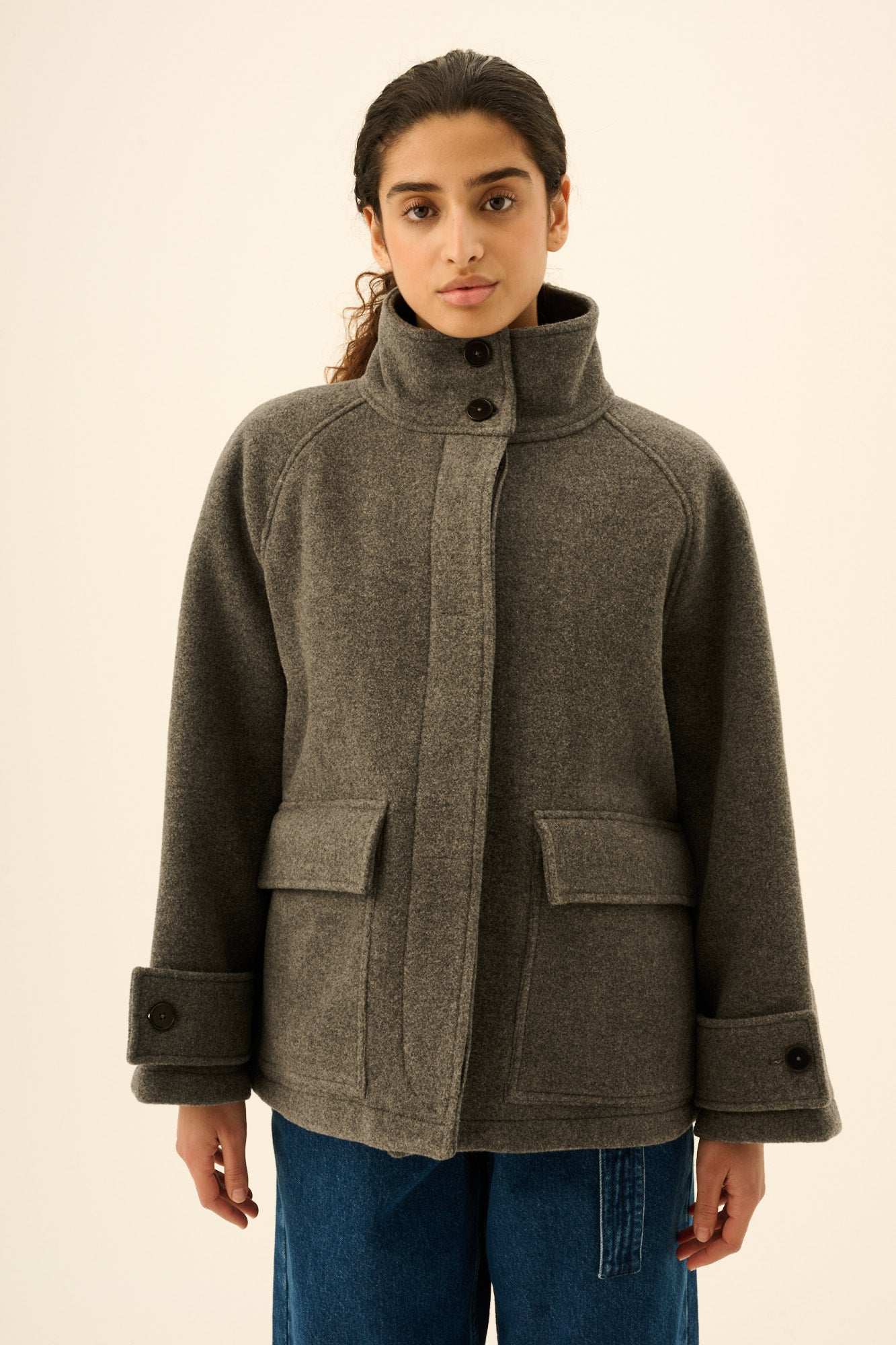 Rue de Tokyo CHIKA HEAVY WOOL Coats GREY MELANGE