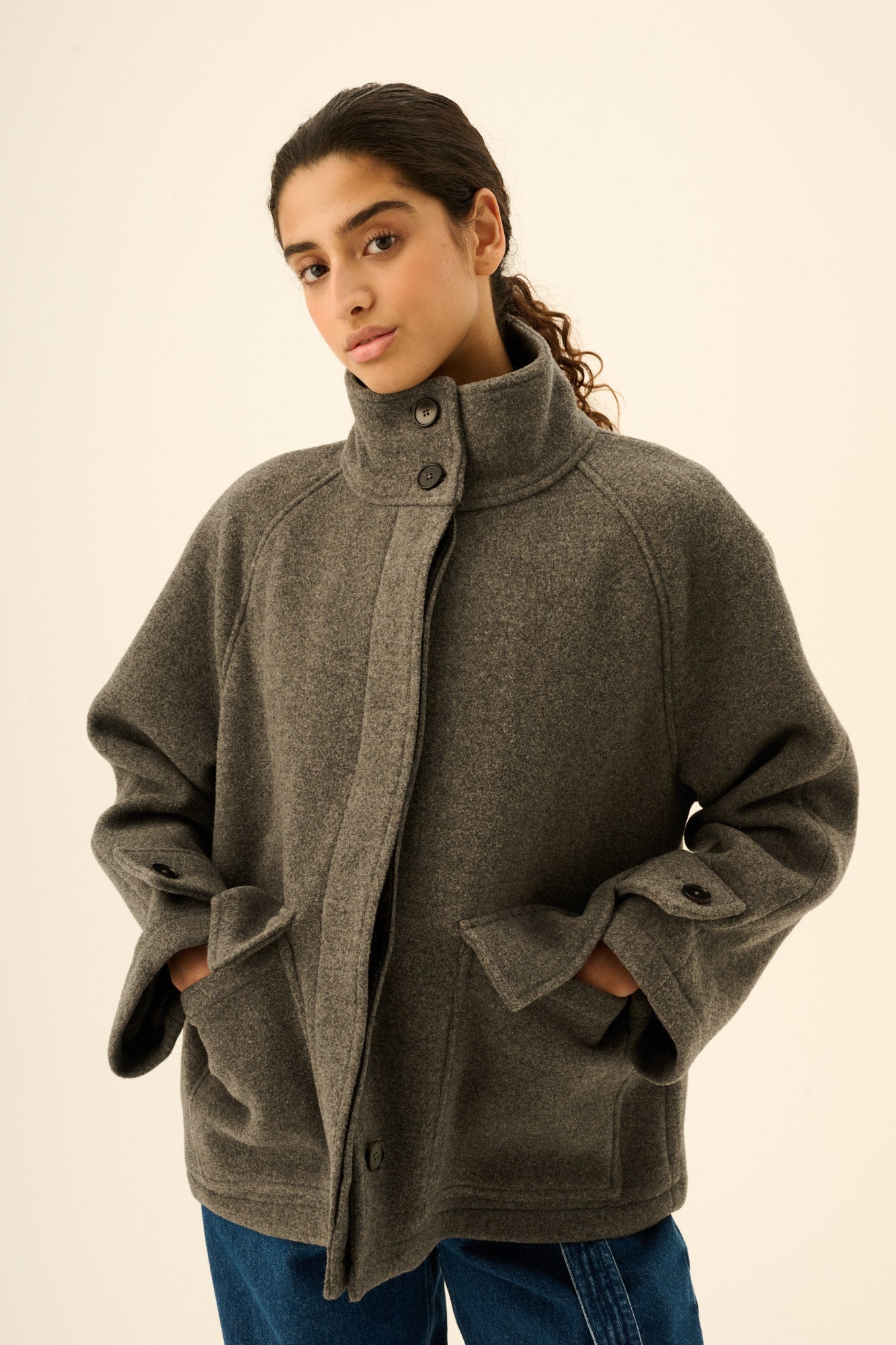 Rue de Tokyo CHIKA HEAVY WOOL Coats GREY MELANGE