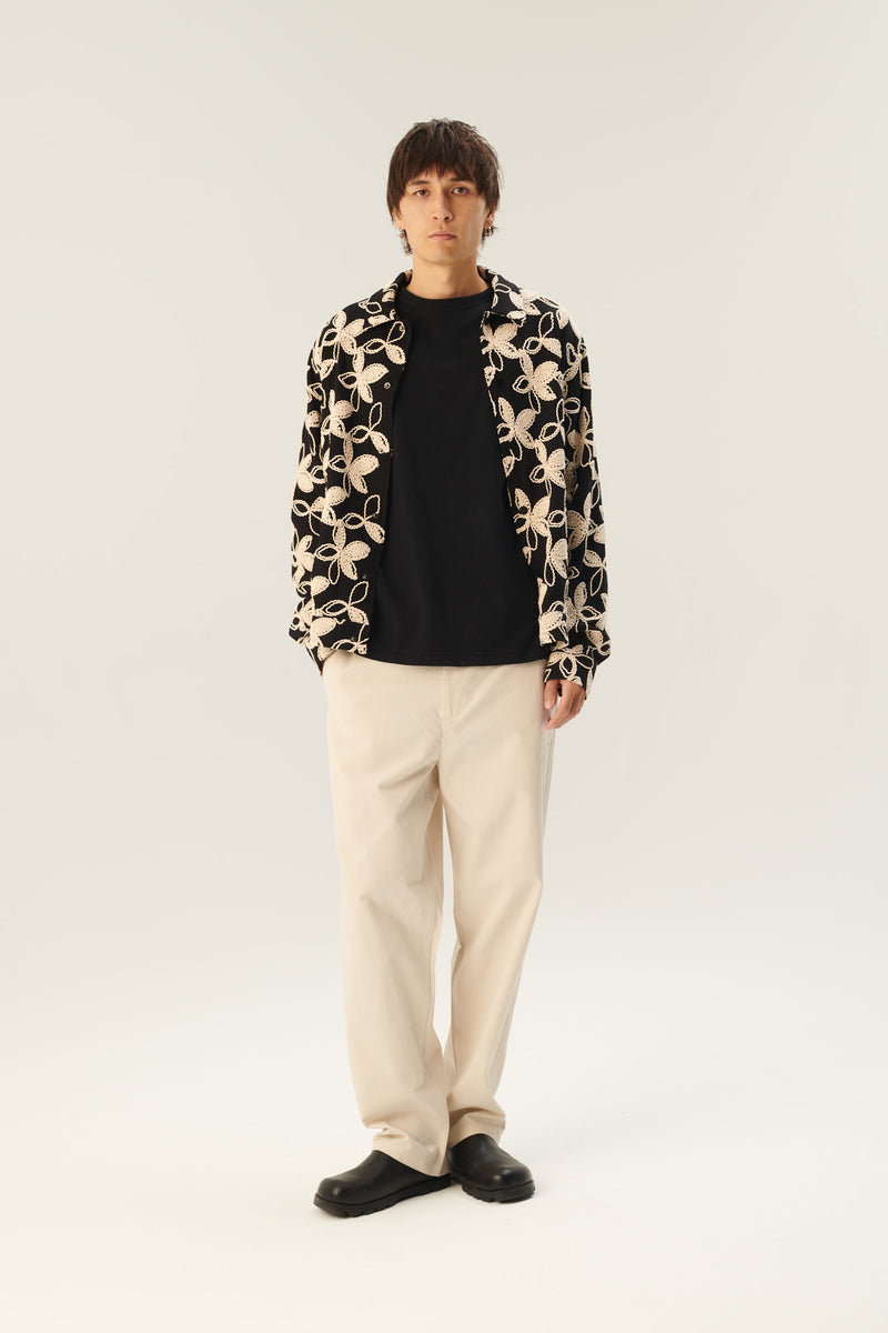 Rue de Tokyo CLANCY FLOWER TECH JACKETS BLACK WHITE FLOWER