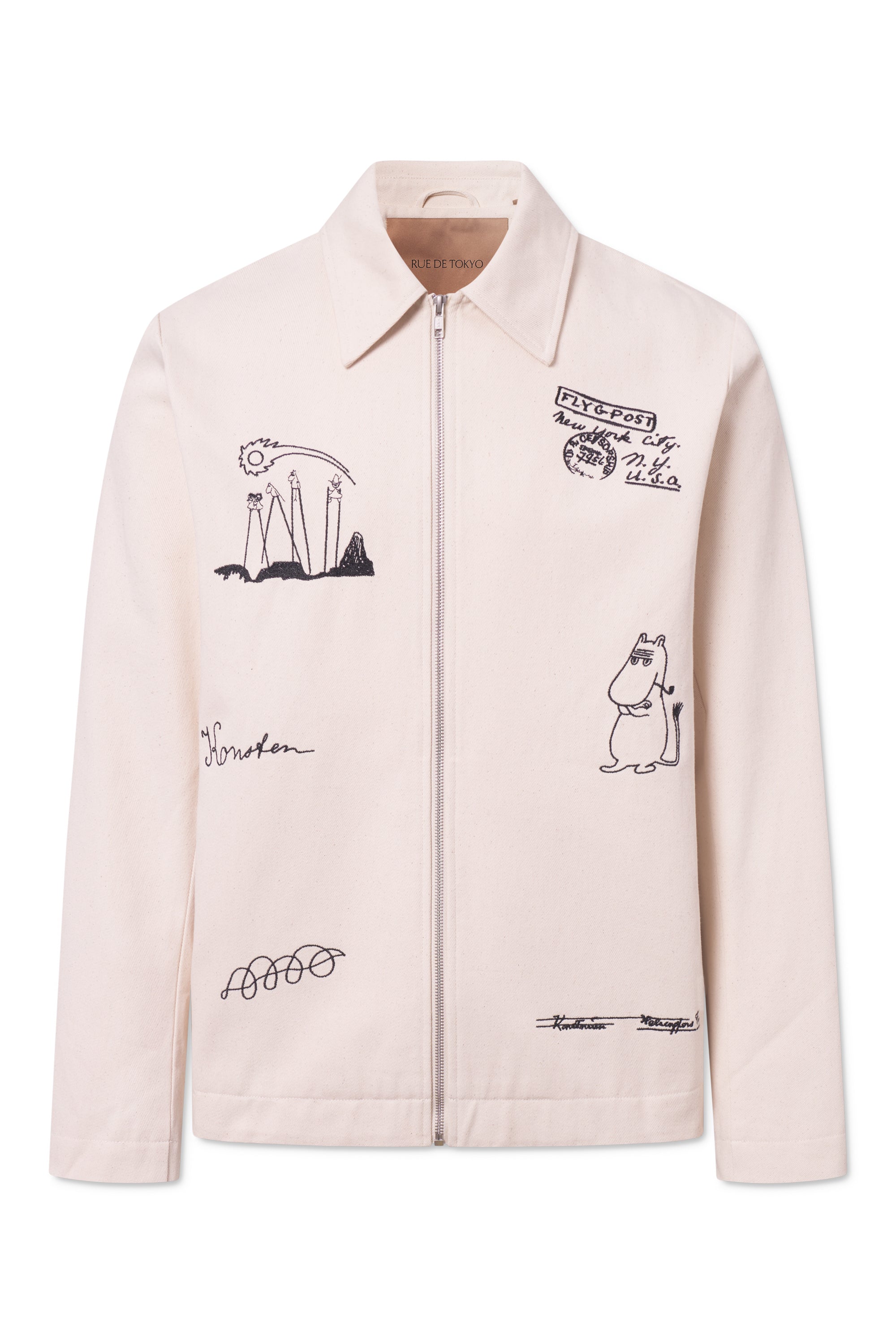 Rue de Tokyo CLAUS EMB MOOMIN COTTON TWILL JACKETS IVORY BLACK EMBROIDERY
