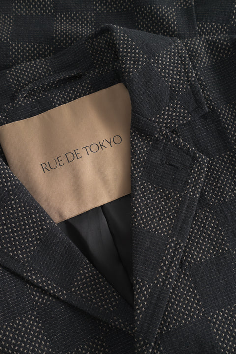 Rue de Tokyo COSIMO JAPANESE SASHIKO CHECK JACKETS BLACK GRAY CHECK