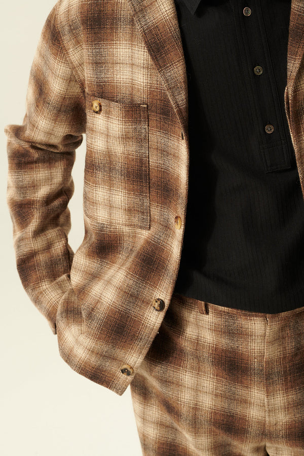 Rue de Tokyo COSIMO JAPANESE WOOL CHECK JACKETS SAND BROWN CHECK