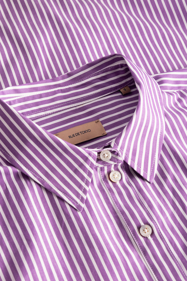 Rue de Tokyo DAGNY MAYFAIR STRIPE DRESSES PURPLE STRIPE