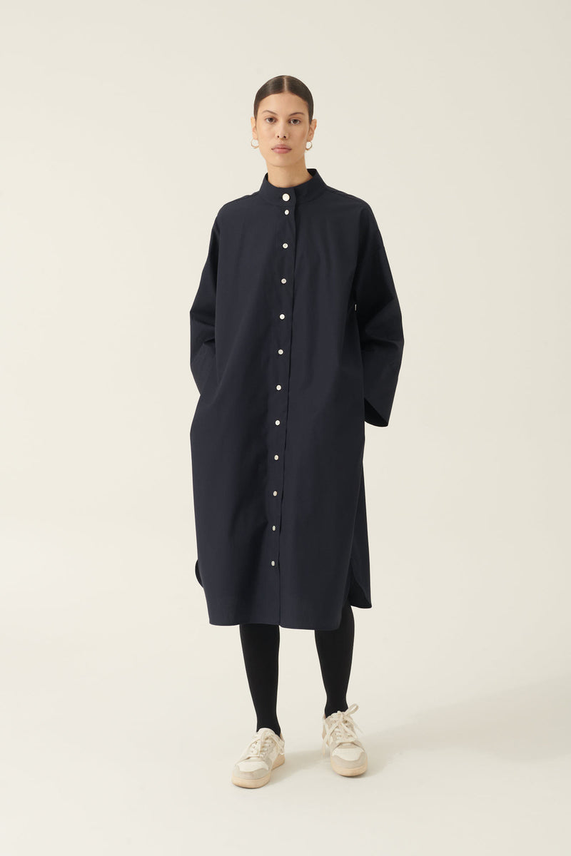 Rue de Tokyo DAI NON IRON POPLIN DRESSES NAVY