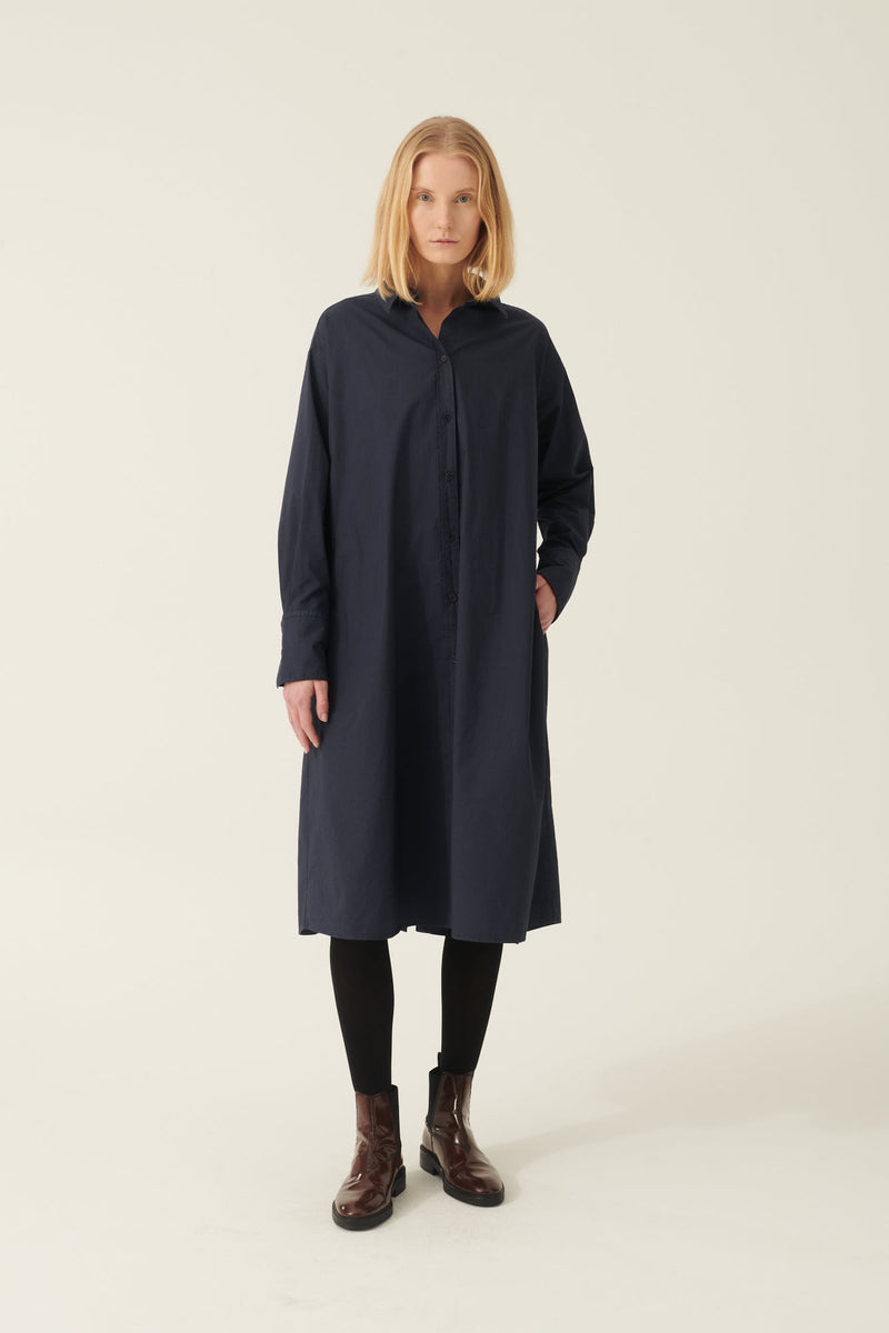 Rue de Tokyo DAKIKO GARMENT DYED POPLIN DRESSES DARK NAVY