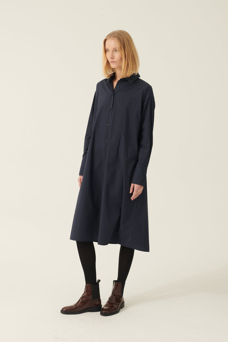 Rue de Tokyo DAKIKO GARMENT DYED POPLIN DRESSES DARK NAVY