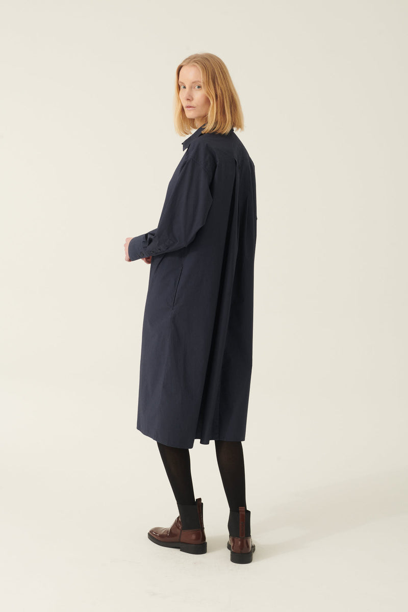 Rue de Tokyo DAKIKO GARMENT DYED POPLIN DRESSES DARK NAVY