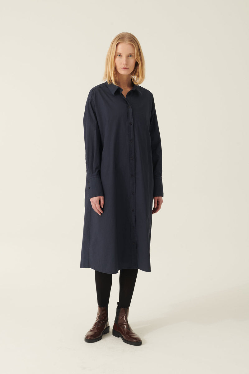 Rue de Tokyo DAKIKO GARMENT DYED POPLIN DRESSES DARK NAVY