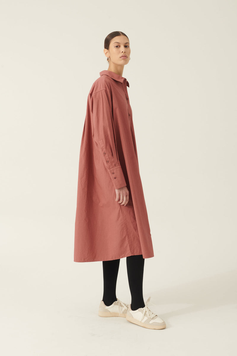 Rue de Tokyo DAKIKO GARMENT DYED POPLIN DRESSES WITHERED ROSE