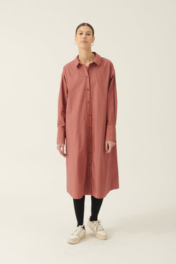 Rue de Tokyo DAKIKO GARMENT DYED POPLIN DRESSES WITHERED ROSE