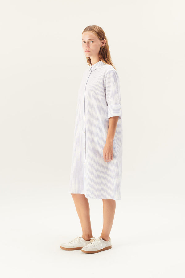 Rue de Tokyo DALE SEERSUCKER STRIPE DRESSES BLUE STRIPE