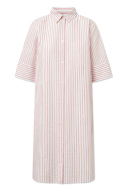Rue de Tokyo DALE STRIPED SEERSUCKER COTTON DRESSES RED/WHITE STRIPE