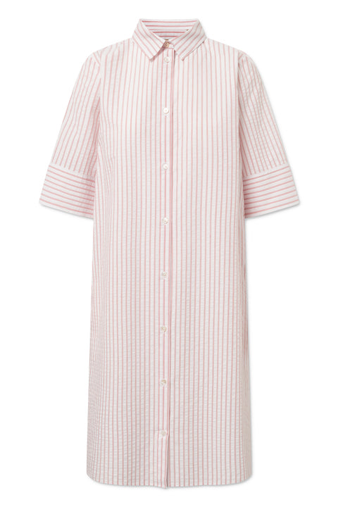 Rue de Tokyo DALE STRIPED SEERSUCKER COTTON DRESSES RED/WHITE STRIPE