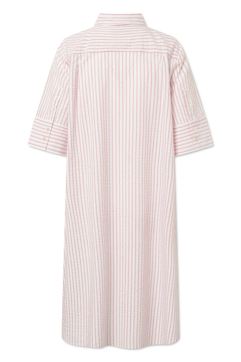 Rue de Tokyo DALE STRIPED SEERSUCKER COTTON DRESSES RED/WHITE STRIPE
