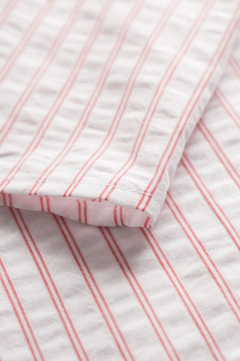 Rue de Tokyo DALE STRIPED SEERSUCKER COTTON DRESSES RED/WHITE STRIPE