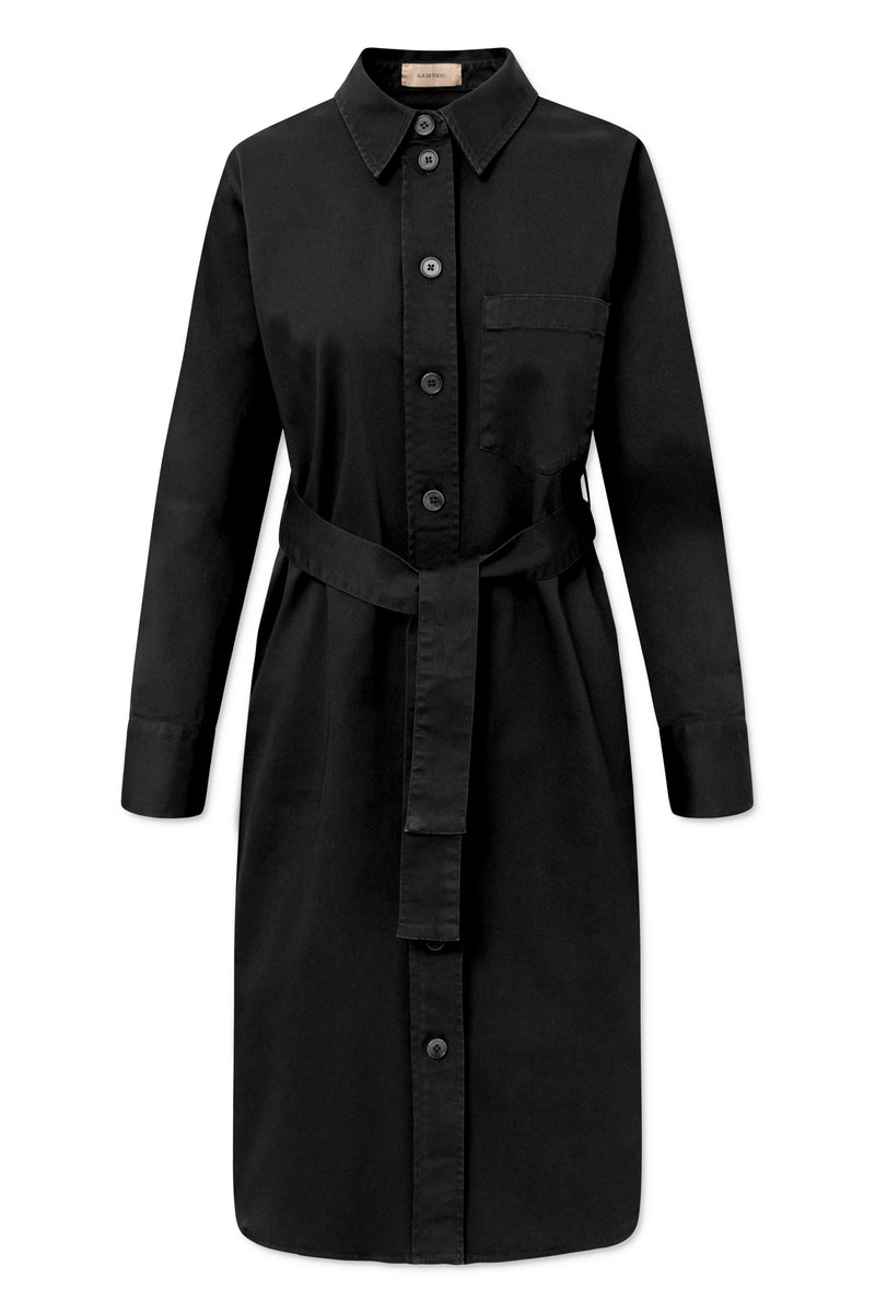 Rue de Tokyo DAMALIS GARMENT DYED TWILL DRESSES BLACK