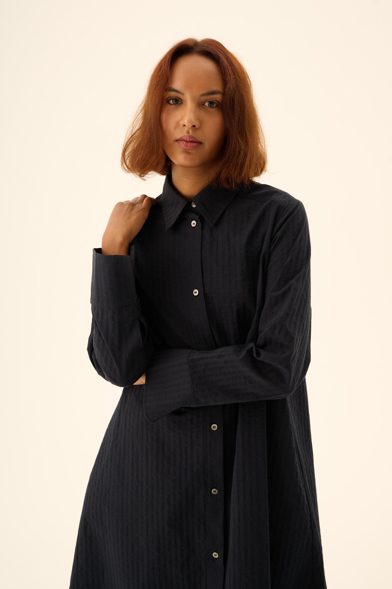 Rue de Tokyo DARIAN WIDE SEERSUCKER Dresses NAVY