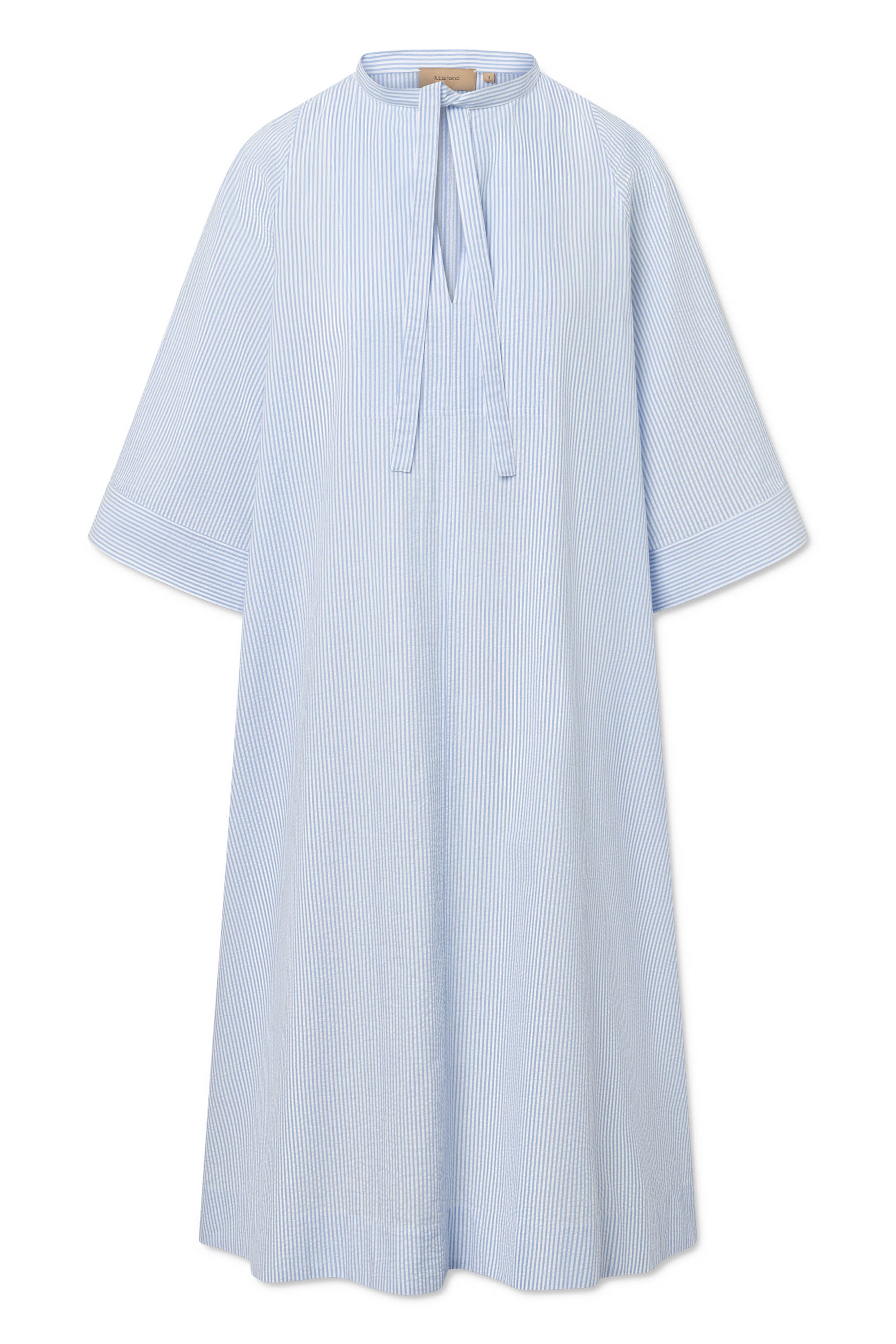 Rue de Tokyo DARLETTA SOFT COTTON Dresses WHITE & LIGHT BLUE STR