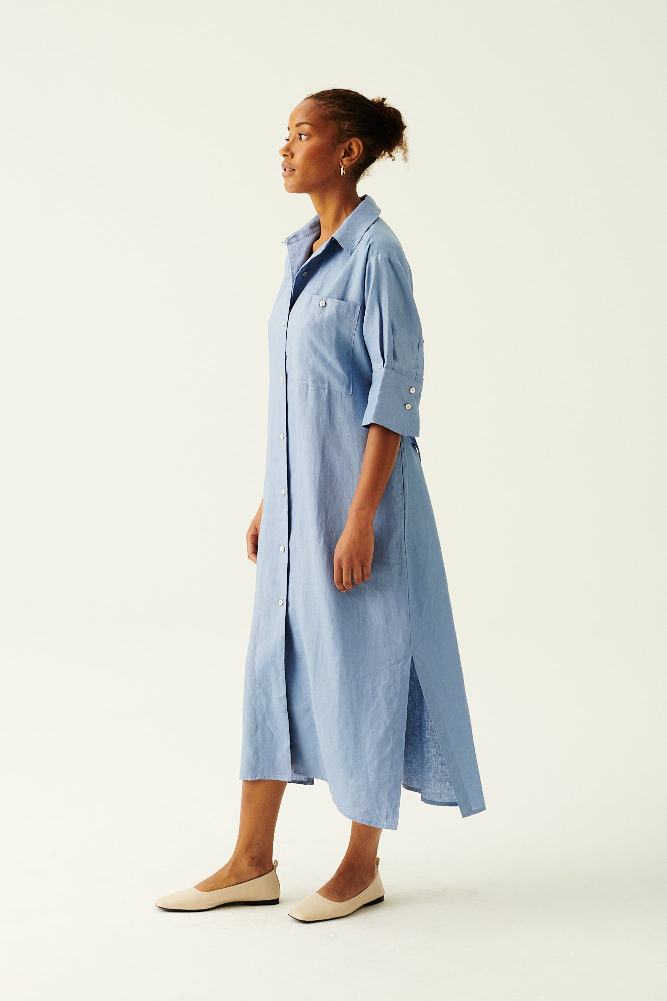 Rue de Tokyo DEMMA LIGHT LINEN DRESSES OCEAN BLUE