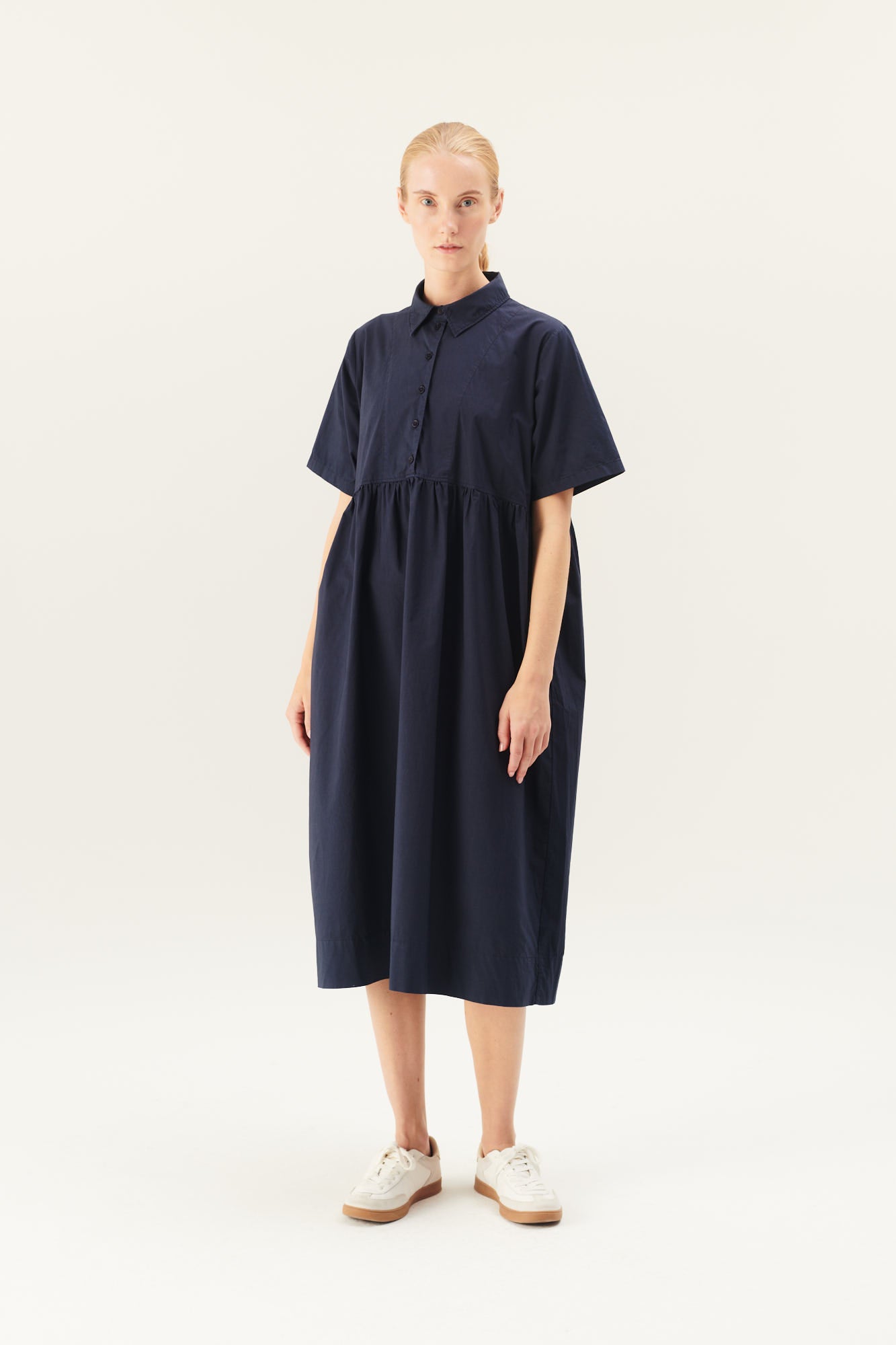 Rue de Tokyo DERRINA ORGANIC GARMENT DYED POPLIN DRESSES DARK NAVY