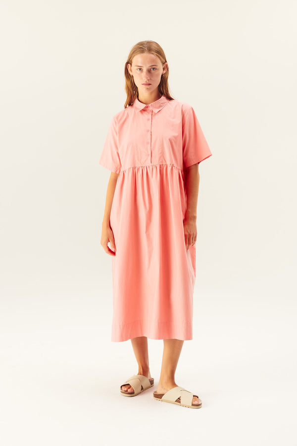 Rue de Tokyo DERRINA ORGANIC GARMENT DYED POPLIN DRESSES PEACH PINK