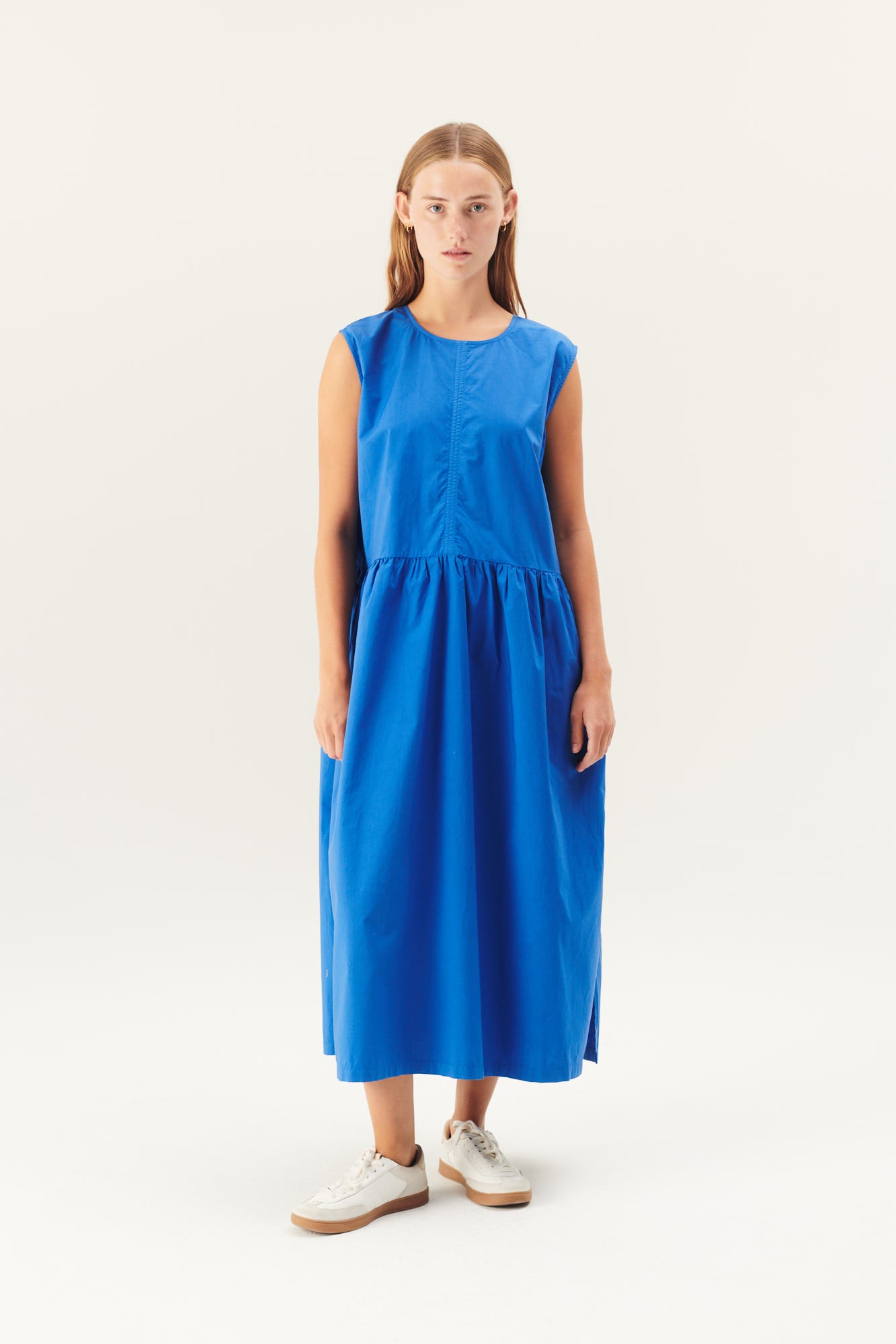 Rue de Tokyo DIANE ORGANIC GARMENT DYED POPLIN DRESSES LAPIS BLUE
