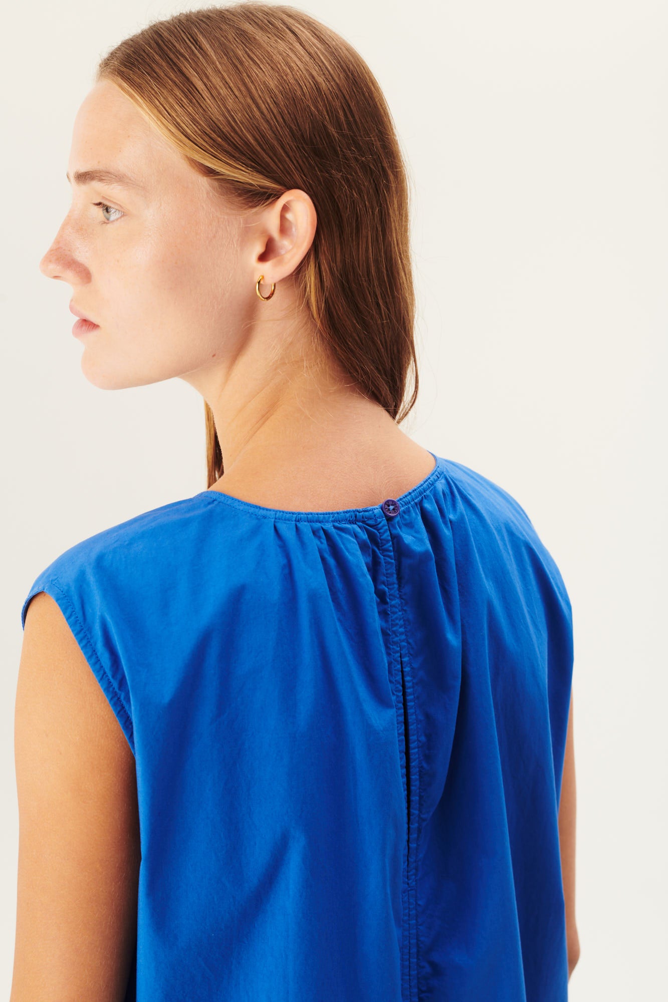 Rue de Tokyo DIANE ORGANIC GARMENT DYED POPLIN DRESSES LAPIS BLUE