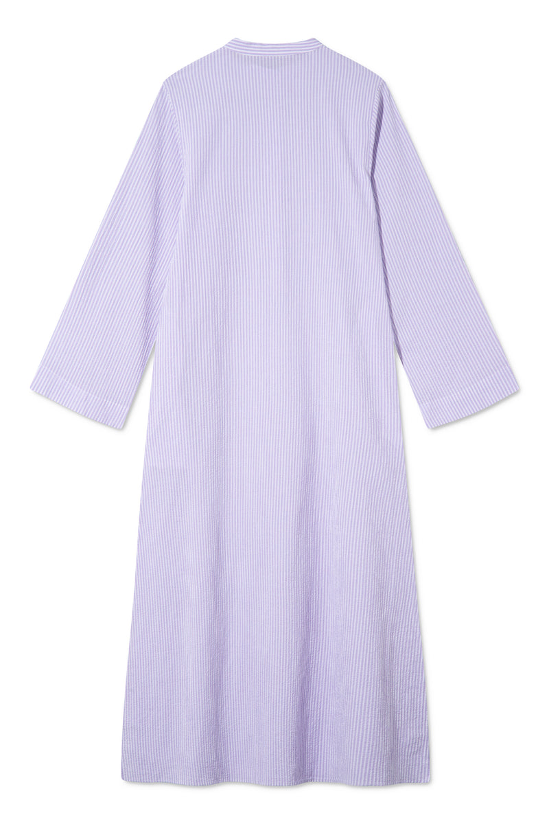 Purple and white striped dress shop