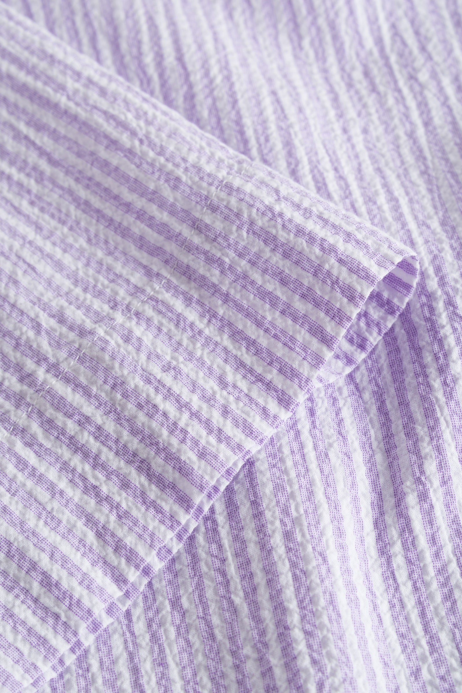 DONNA DRESS PURPLE WHITE SEERSUCKER STRIPE Rue De Tokyo