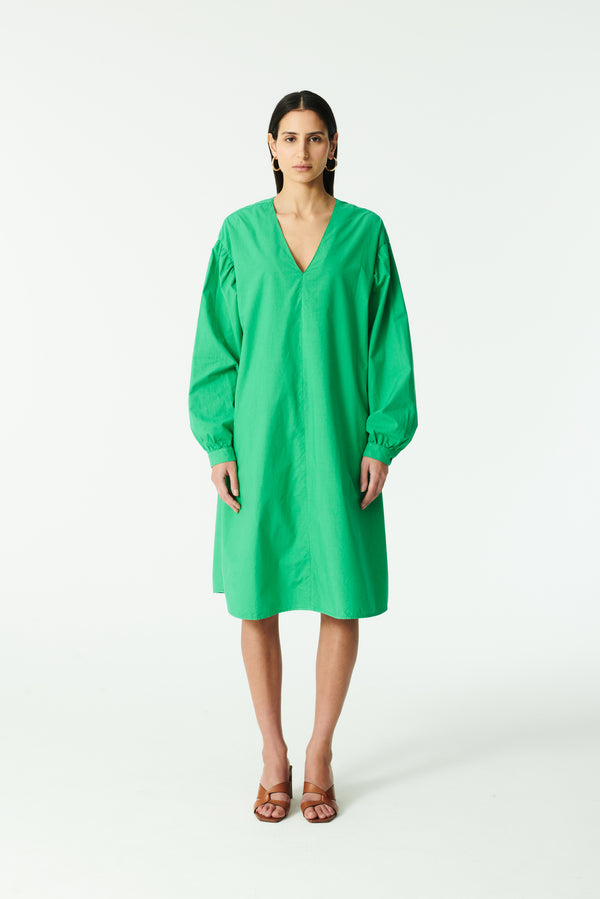 Rue de Tokyo DONNIE GMTD GARMENT DYED POPLIN DRESSES BRIGHT GREEN